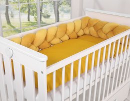 My Sweet Baby Ochraniacz warkocz pleciony MINKY do łóżeczka 180cm - musztardowy