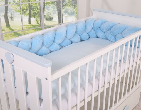 My Sweet Baby Ochraniacz warkocz pleciony MINKY do łóżeczka 180cm - niebieski