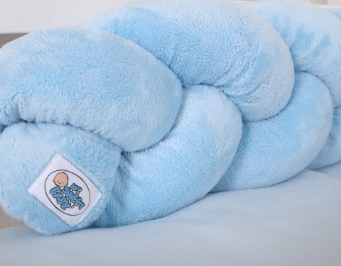 My Sweet Baby Ochraniacz warkocz pleciony MINKY do łóżeczka 180cm - niebieski