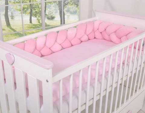 My Sweet Baby Ochraniacz warkocz pleciony MINKY do łóżeczka 180cm - różowy