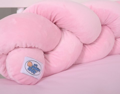 My Sweet Baby Ochraniacz warkocz pleciony MINKY do łóżeczka 180cm - różowy