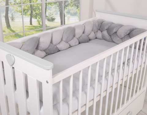 My Sweet Baby Ochraniacz warkocz pleciony MINKY do łóżeczka 180cm - szary