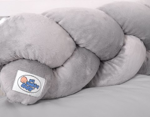 My Sweet Baby Ochraniacz warkocz pleciony MINKY do łóżeczka 180cm - szary