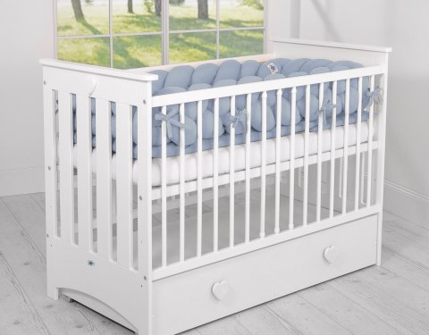 My Sweet Baby Ochraniacz warkocz pleciony do łóżeczka XXL - brudny niebieski