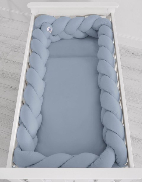 My Sweet Baby Ochraniacz warkocz pleciony do łóżeczka XXL - brudny niebieski