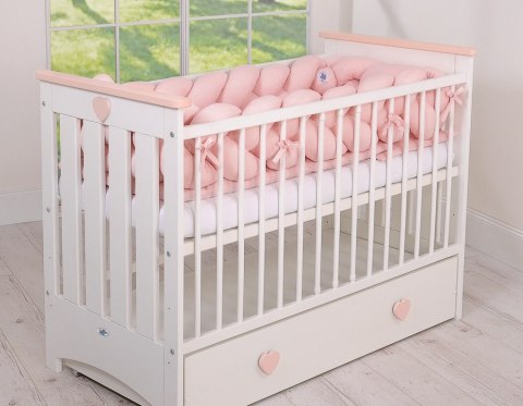 My Sweet Baby Ochraniacz warkocz pleciony do łóżeczka XXL - brudny róż