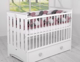 My Sweet Baby Ochraniacz warkocz pleciony do łóżeczka XXL - retro róż-szary-antracyt