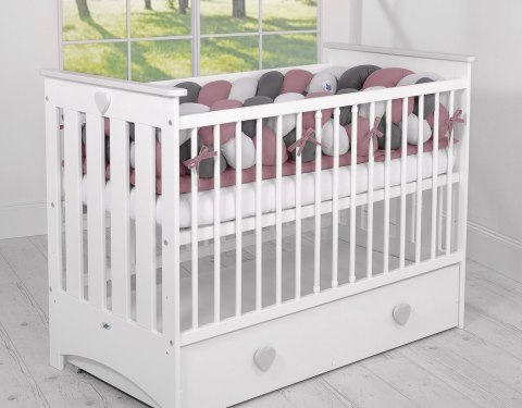 My Sweet Baby Ochraniacz warkocz pleciony do łóżeczka XXL - retro róż-szary-antracyt