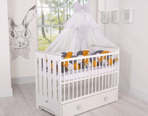 My Sweet Baby Ochraniacz warkocz pleciony do łóżeczka XXL - szary-musztardowy-antracyt