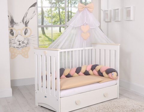 My Sweet Baby Ochraniacz warkocz pleciony do łóżeczka - beżowy-brudny róż-antracyt