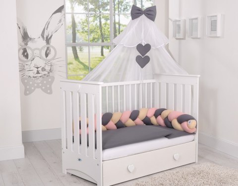 My Sweet Baby Ochraniacz warkocz pleciony do łóżeczka - beżowy-brudny róż-antracyt