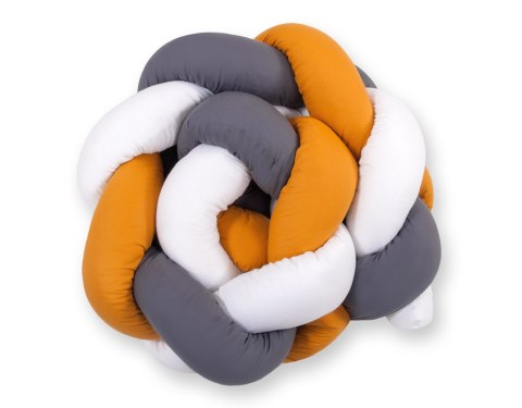 My Sweet Baby Ochraniacz warkocz pleciony do łóżeczka - biały-musztardowy-antracyt