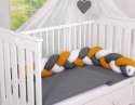 My Sweet Baby Ochraniacz warkocz pleciony do łóżeczka - biały-musztardowy-antracyt