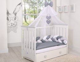 My Sweet Baby Ochraniacz warkocz pleciony do łóżeczka -biały-szary-antracyt