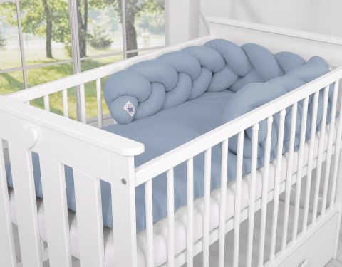 My Sweet Baby Ochraniacz warkocz pleciony do łóżeczka - brudny niebieski