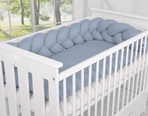 My Sweet Baby Ochraniacz warkocz pleciony do łóżeczka - brudny niebieski