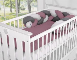 My Sweet Baby Ochraniacz warkocz pleciony do łóżeczka - retro róż-szary-antracyt