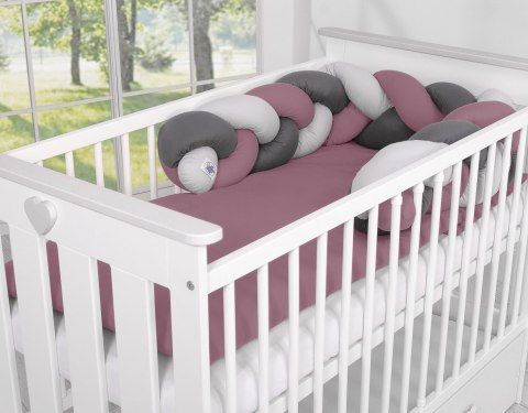 My Sweet Baby Ochraniacz warkocz pleciony do łóżeczka - retro róż-szary-antracyt