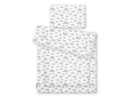 Bobono Komplet pościeli dla dzieci z wypełnieniem 120x90cm - chmurki szare