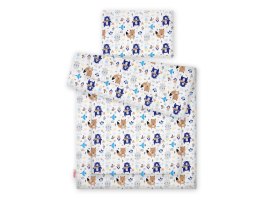 Bobono Komplet pościeli dla dzieci z wypełnieniem 120x90cm - misie granatowe