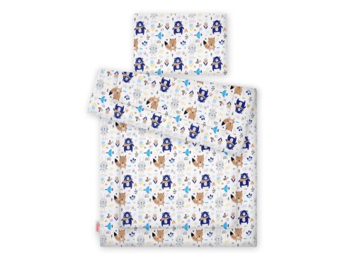 Bobono Komplet pościeli dla dzieci z wypełnieniem 120x90cm - misie granatowe