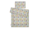 Bobono Komplet pościeli dla dzieci z wypełnieniem 120x90cm - zwierzątka szaro-miętowe