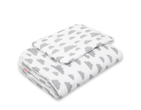 Bobono Komplet pościeli dla niemowląt z wypełnieniem 2-cz 75x100cm NEWBORN - chmurki szare