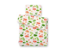 Bobono Komplet pościeli dla niemowląt z wypełnieniem 2-cz 75x100cm NEWBORN - flamingi koralowe