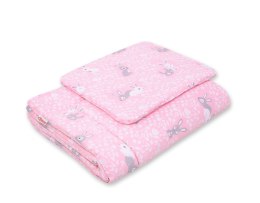 Bobono Komplet pościeli dla niemowląt z wypełnieniem 2-cz 75x100cm NEWBORN - króliczki różowe