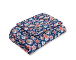 Bobono Komplet pościeli dla niemowląt z wypełnieniem 2-cz 75x100cm NEWBORN - lisia rodzinka na granacie