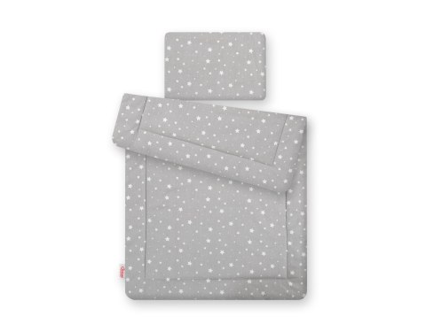 Bobono Komplet pościeli dla niemowląt z wypełnieniem 2-cz 75x100cm NEWBORN - mini gwiazdki białe na szarym