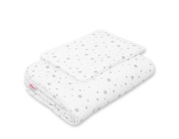 Bobono Komplet pościeli dla niemowląt z wypełnieniem 2-cz 75x100cm NEWBORN - mini gwiazdki szare