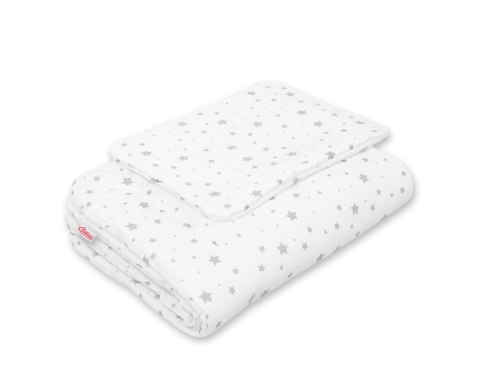 Bobono Komplet pościeli dla niemowląt z wypełnieniem 2-cz 75x100cm NEWBORN - mini gwiazdki szare