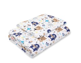 Bobono Komplet pościeli dla niemowląt z wypełnieniem 2-cz 75x100cm NEWBORN - misie granatowe