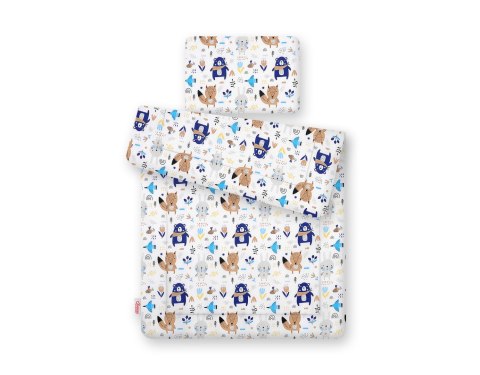 Bobono Komplet pościeli dla niemowląt z wypełnieniem 2-cz 75x100cm NEWBORN - misie granatowe