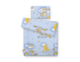 Bobono Komplet pościeli dla niemowląt z wypełnieniem 2-cz 75x100cm NEWBORN - misie w chmurkach niebieskie