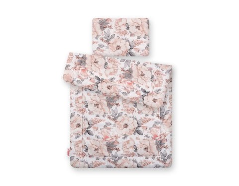 Bobono Komplet pościeli dla niemowląt z wypełnieniem 2-cz 75x100cm NEWBORN - róże sepia