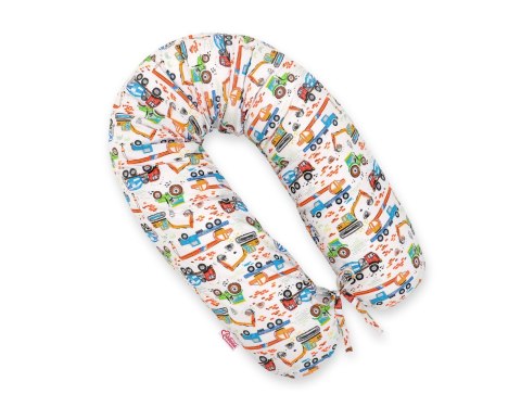 Bobono Poduszka ciążowa Longer dla kobiet w ciąży do spania + zdejmowana poszewka - Plac budowy