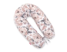 Bobono Poduszka ciążowa Longer dla kobiet w ciąży do spania + zdejmowana poszewka - Róże sepia