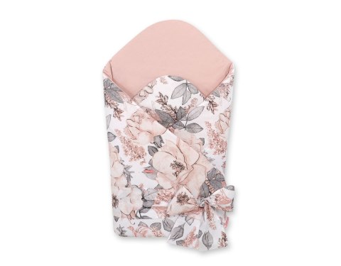 Bobono Rożek dla niemowląt z wiązaniem 2w1 usztywniany i miękki - róże sepia