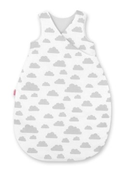 Bobono Śpiworek dla dzieci bawełniany M 3-12 mcy TOG 2.5 całoroczny ocieplany - chmurki szare/szary