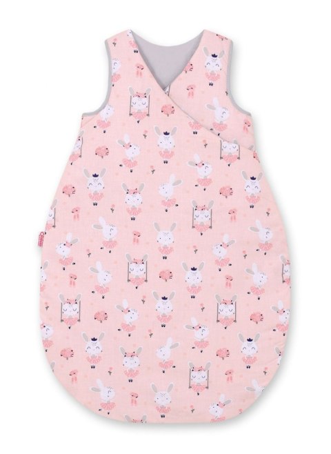 Bobono Śpiworek dla dzieci bawełniany M 3-12 mcy TOG 2.5 całoroczny ocieplany - króliczki baletnice różowe