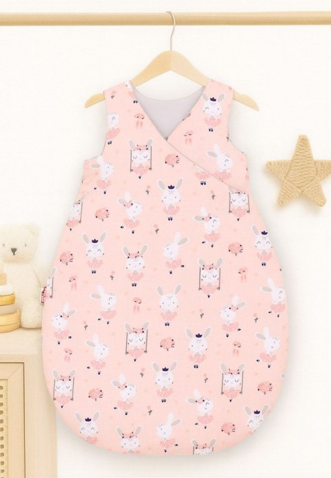 Bobono Śpiworek dla dzieci bawełniany M 3-12 mcy TOG 2.5 całoroczny ocieplany - króliczki baletnice różowe