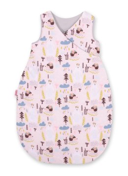Bobono Śpiworek dla dzieci bawełniany M 3-12 mcy TOG 2.5 całoroczny ocieplany - misie i jeżyki różowe