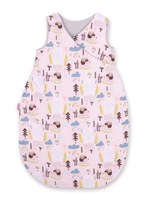 Bobono Śpiworek dla dzieci bawełniany M 3-12 mcy TOG 2.5 całoroczny ocieplany - misie i jeżyki różowe