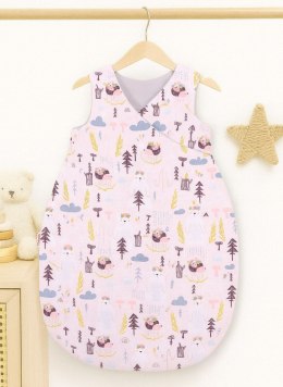 Bobono Śpiworek dla dzieci bawełniany M 3-12 mcy TOG 2.5 całoroczny ocieplany - misie i jeżyki różowe