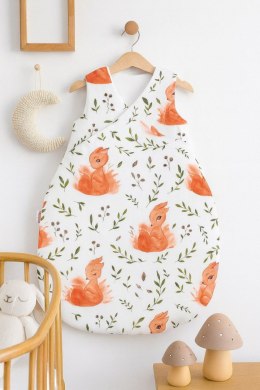 Bobono Śpiworek dla dzieci bawełniany M 3-12 mcy TOG 2.5 całoroczny ocieplany - wiewiórki białe