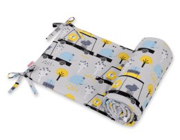 Bobono Uniwersalny ochraniacz do łóżeczka - zwierzątka w autkach szare