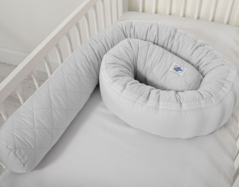 My Sweet Baby 2w1 - Kokon niemowlęcy pikowany - ochraniacz wąż - szary