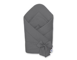 My Sweet Baby Dwustronny rożek dla niemowląt miękki bawełniany z wiązaniem - antracyt